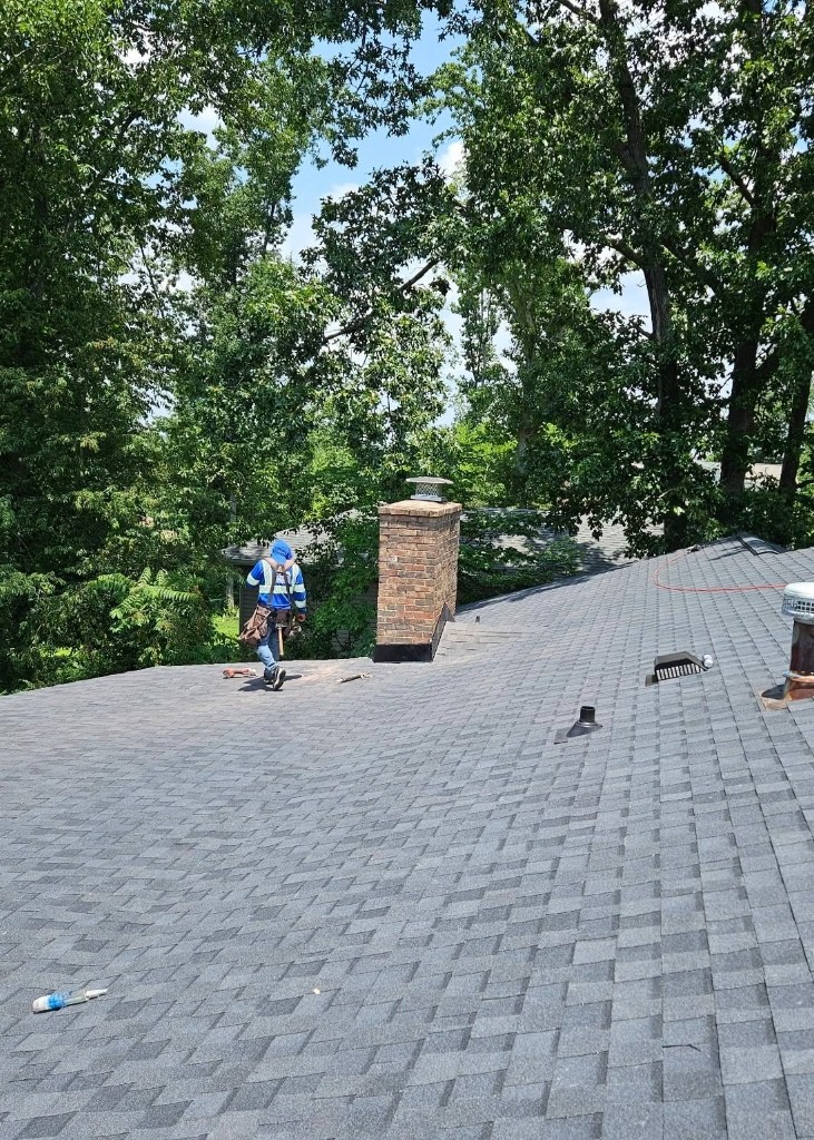 Shingle installation in progress on East Brainerd roof replacement
